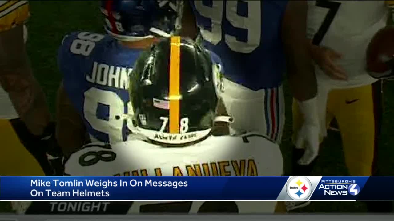 Pittsburgh Steelers' Alejandro Villanueva replaces Antwon Rose Jr.'s name  on his helmet with the name of a slain veteran