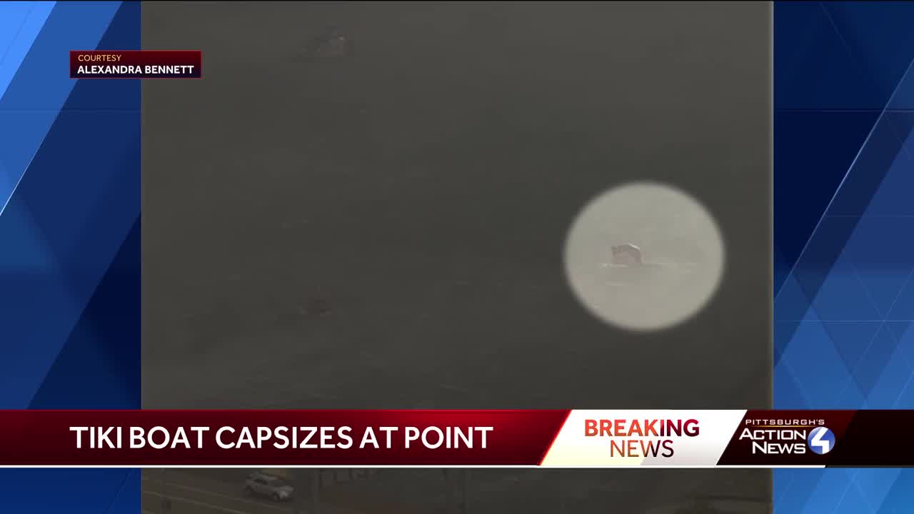 Tiki boat capsizes in Pittsburgh during severe storms