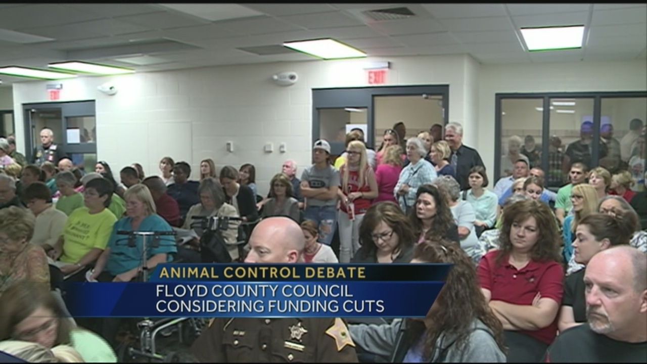 Dozens gather at Floyd County council meeting to speak out about cutting animal  control budget