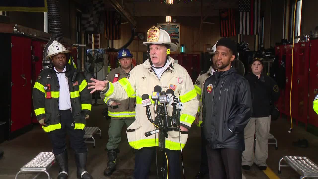 Raw: BCFD chief updates massive warehouse fire