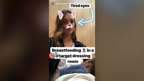 preview for Jessica Alba Breastfeeds Infant Son Hayes in a Target Dressing Room