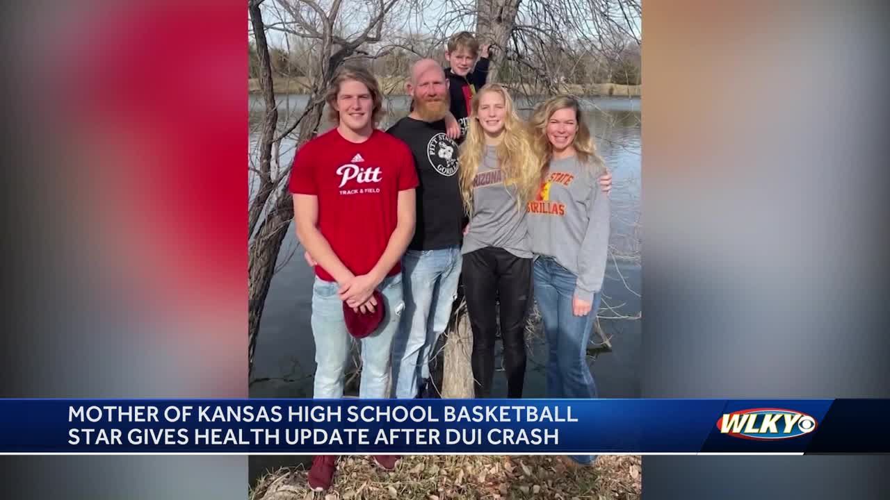 Mother of Kansas high school basketball star gives health update after DUI crash in Louisville