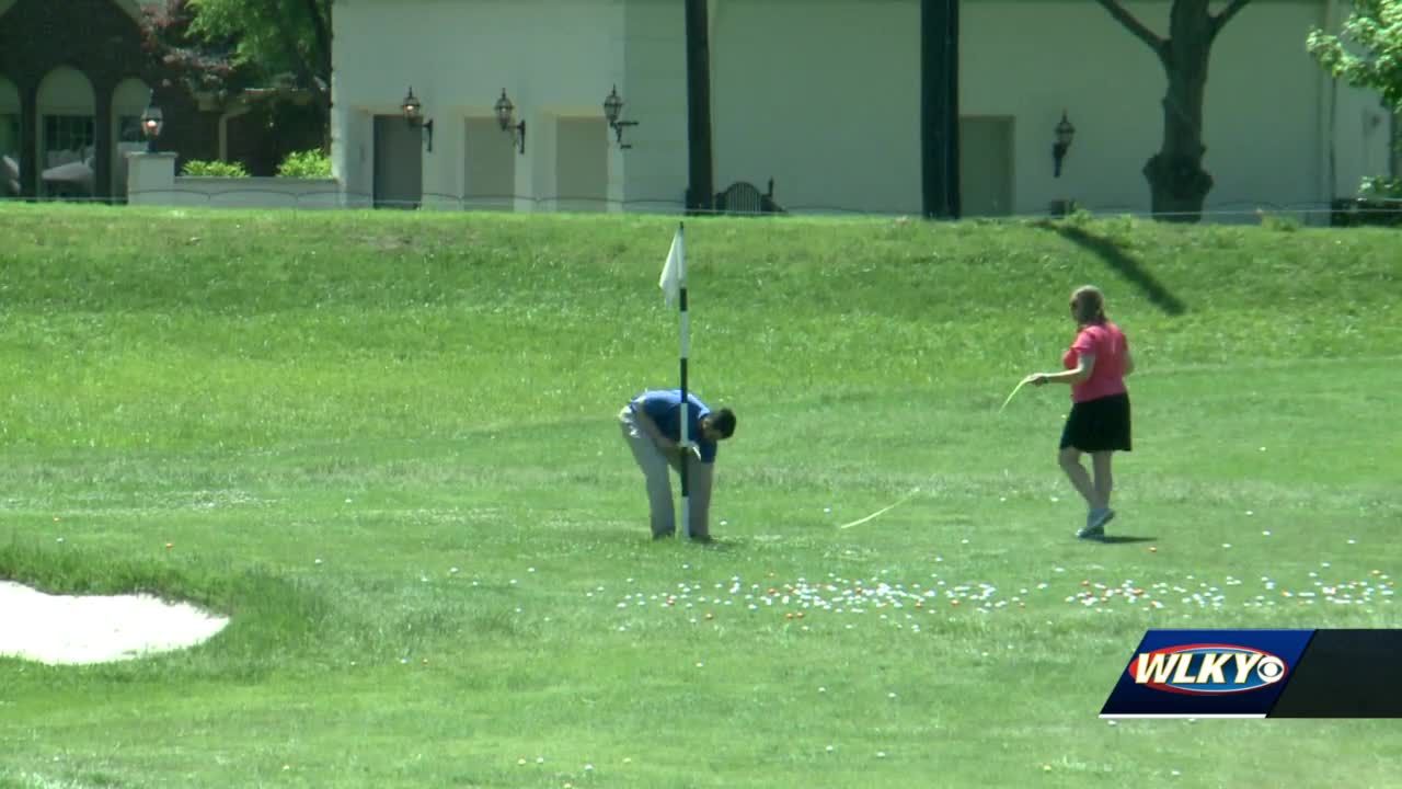 LOOK: WLKY Chopper HD drops hundreds of golf balls at Cedar Lake charity event