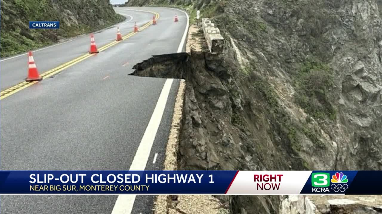 Motorists creep along 1 lane after part of California s iconic