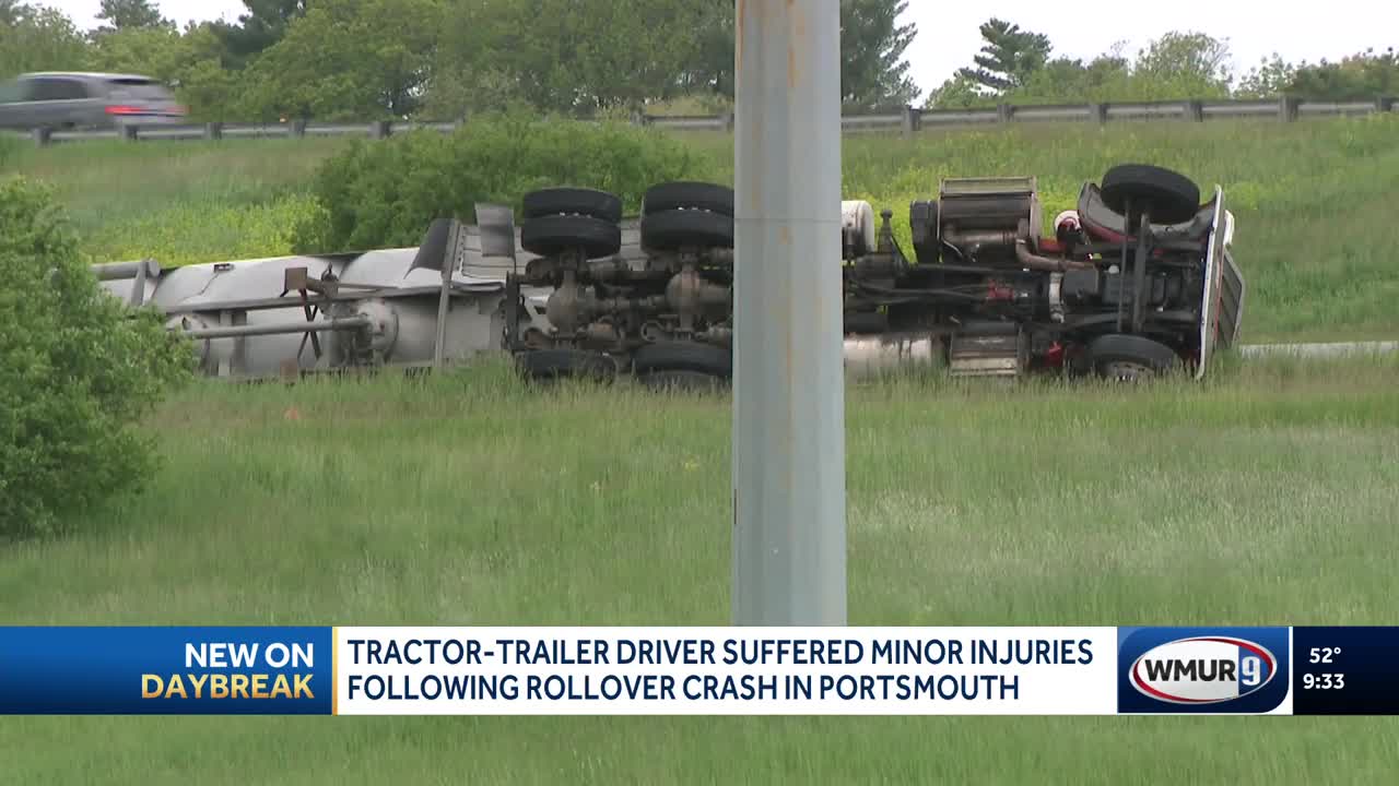 Driver cited with negligent driving violation after tractor-trailer rollover in Portsmouth