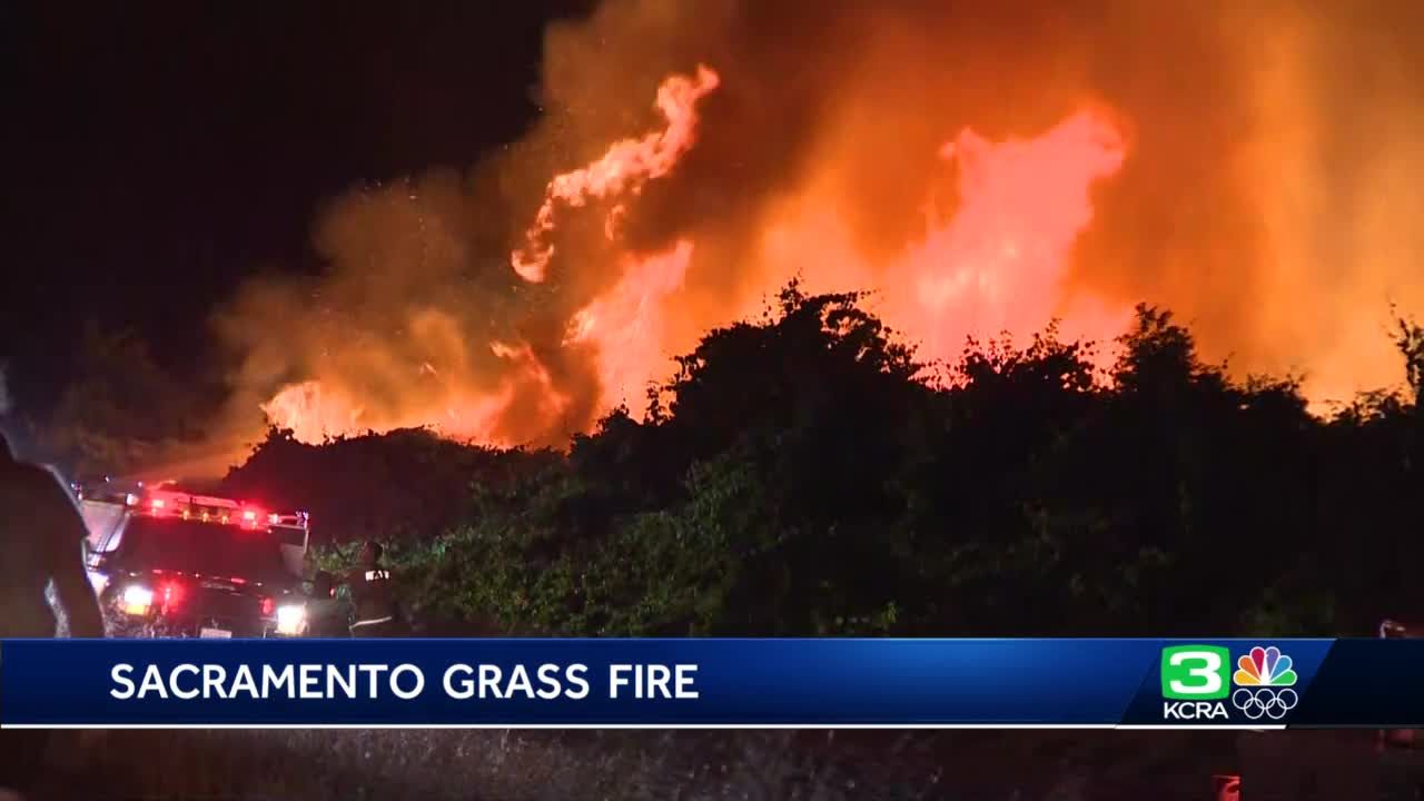 2 grass fires spark along American River Parkway in Sacramento