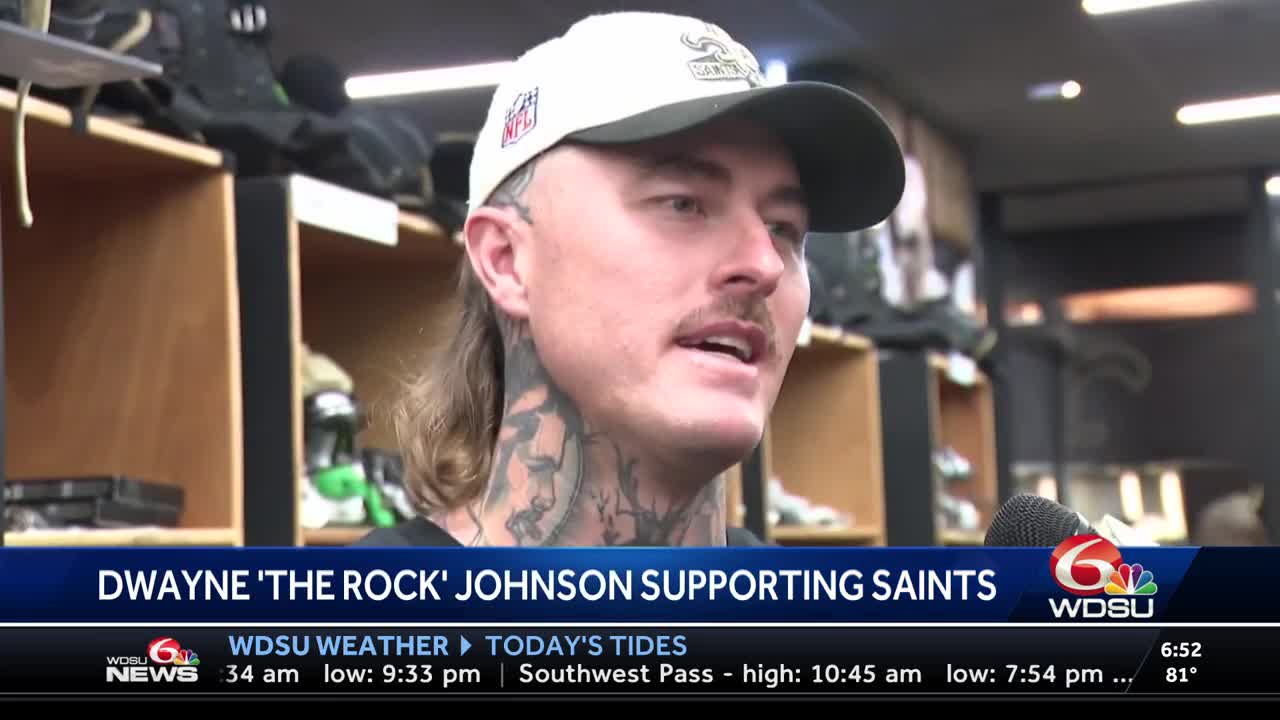 Dwayne 'The Rock' Johnson cheers for new Saints punter Lou Hedley