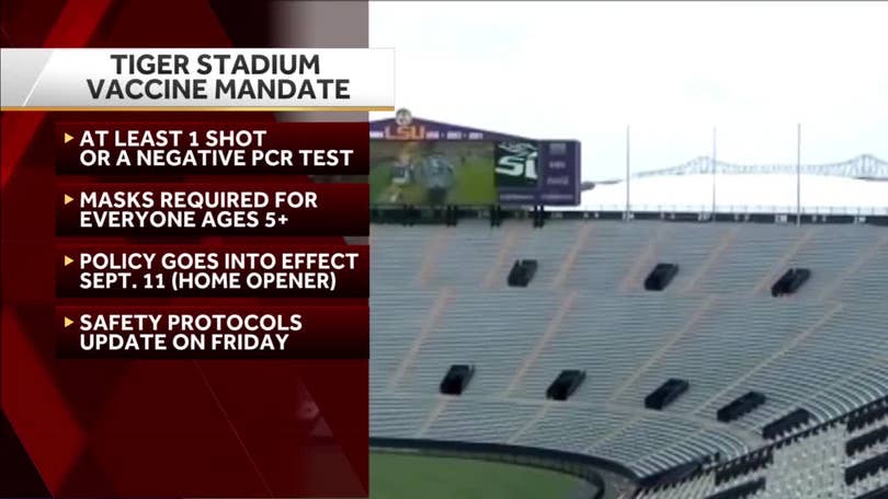 College football: LSU to rquire proof of vaccination or a negative COVID-19  test taken within 72 hours prior to entry for Tiger Stadium home games