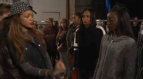 preview for Backstage video: Rihanna behind the scenes at her River Island fashion show