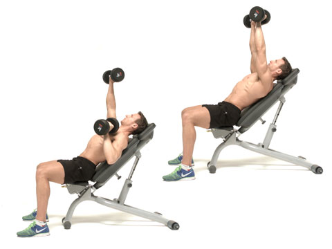 Incline one-arm dumbbell bench press exercise instructions and video