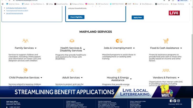Maryland website determines eligibility for state benefits