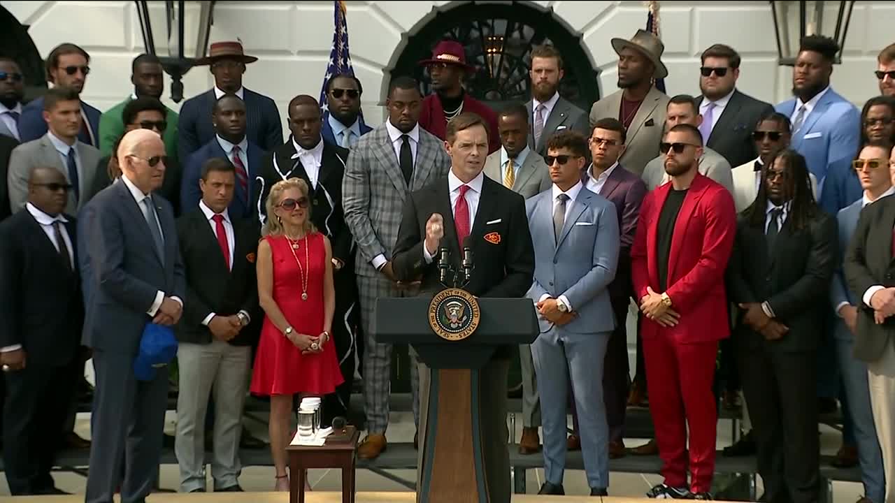 Kansas City Chiefs celebrate their Super Bowl victory with visit to the  White House 