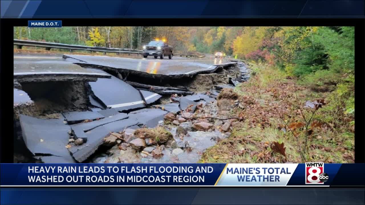 Watch: Part of building collapses, washes away during Maine storm