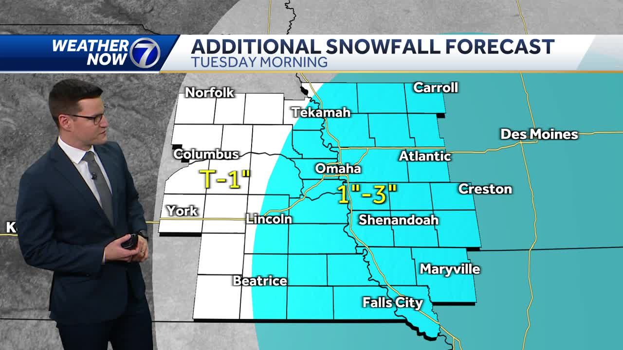 Nebraska Iowa Snowfall totals road conditions