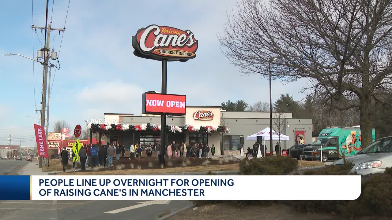 People line up overnight for opening of Raising Cane's in Manchester