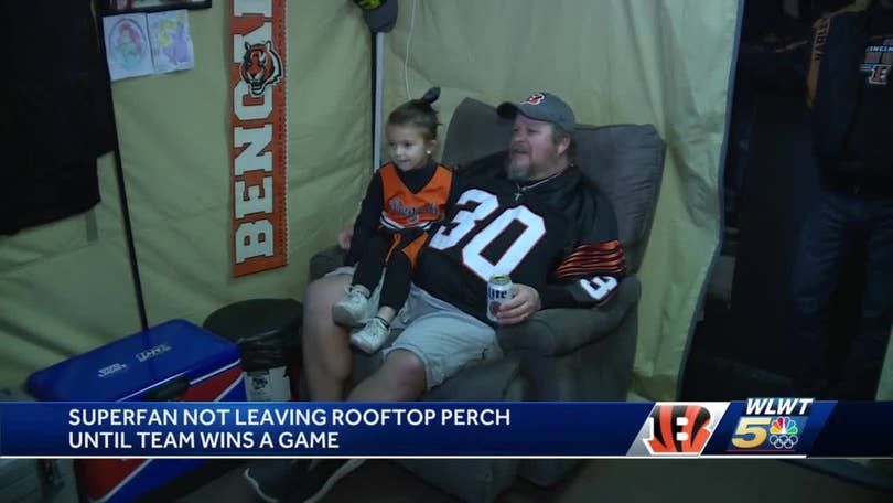 Bengals fan can't get off roof until team wins