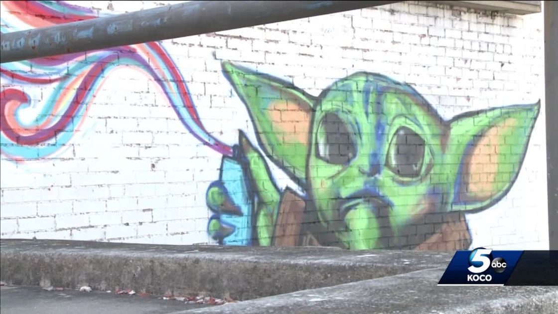 preview for Baby Yoda mural in Ada