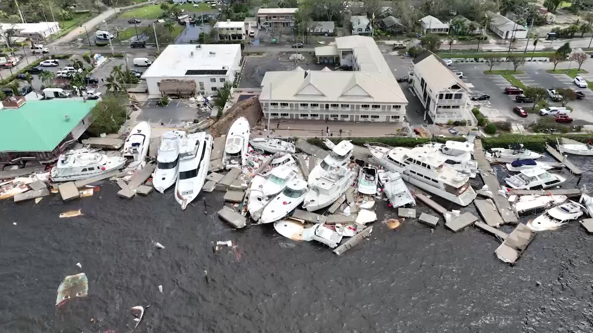 Drone footage shows hurricane damage in Fort Myers