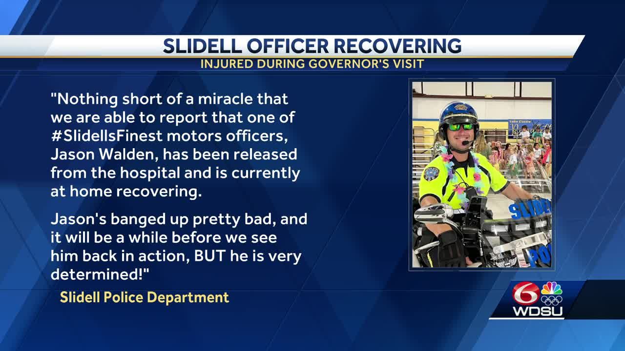 Slidell police officer injured while leading motorcade for governor identified