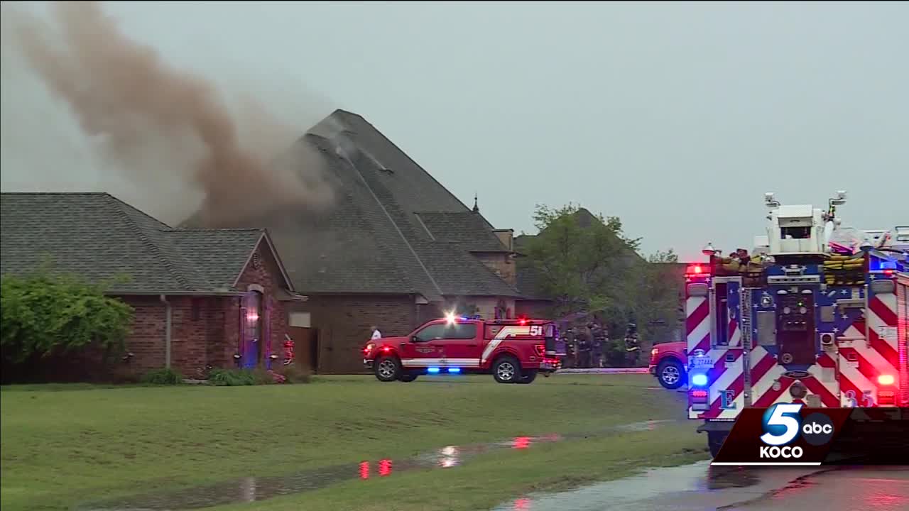 Oklahoma City crews battle at least 2 house fires started by lightning
