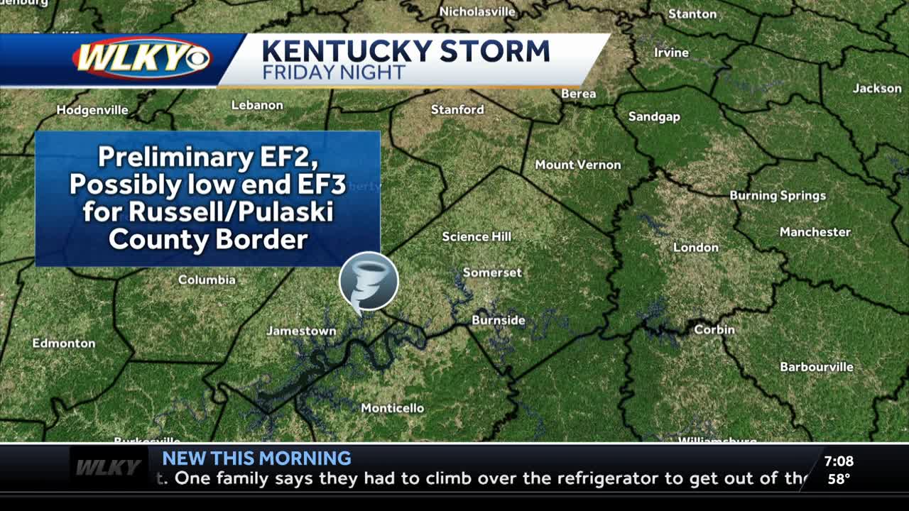 NWS confirms preliminary EF-2 or EF-3 tornado hit Pulaski, Russell counties in Kentucky