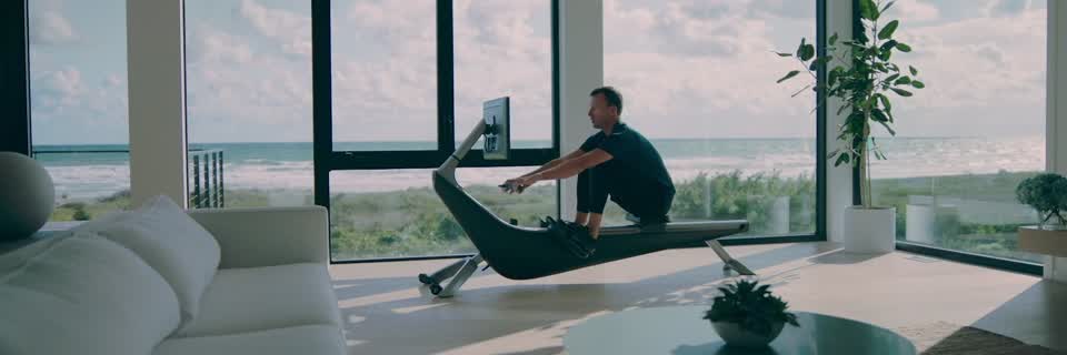testing out a connect rower in the good housekeeping institute