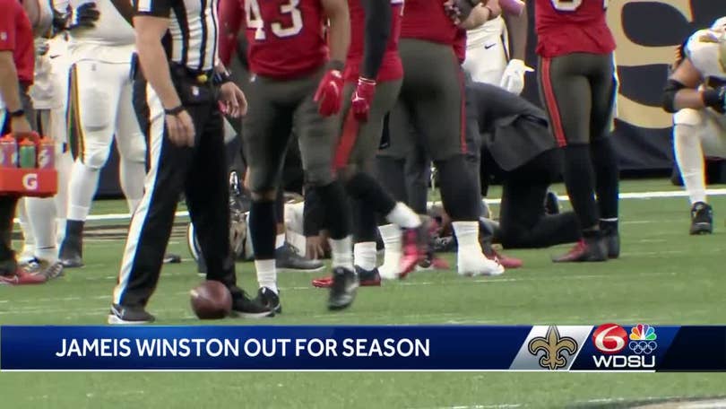 Saints QB Jameis Winston injured by Devin White horse collar tackle