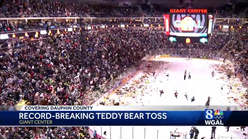 45,000 Teddy Bears rain down at hockey team's annual event 45,000 Teddy Bears rain down at hockey team's annual event