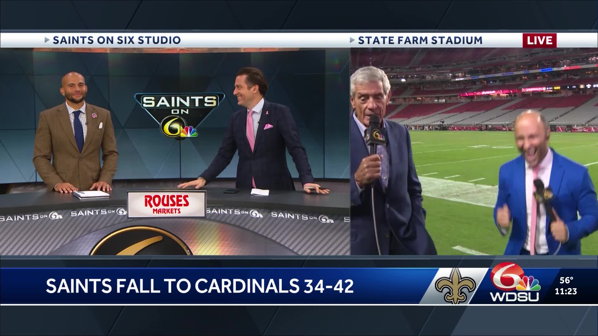 Dalton's picks, defense doom Saints in loss to Cardinals