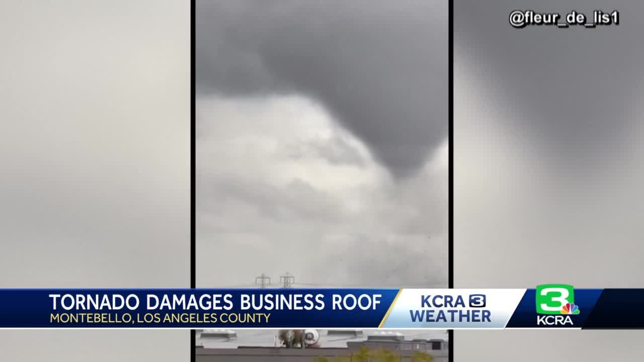 Rare tornado near Los Angeles rips building roofs 1 injured