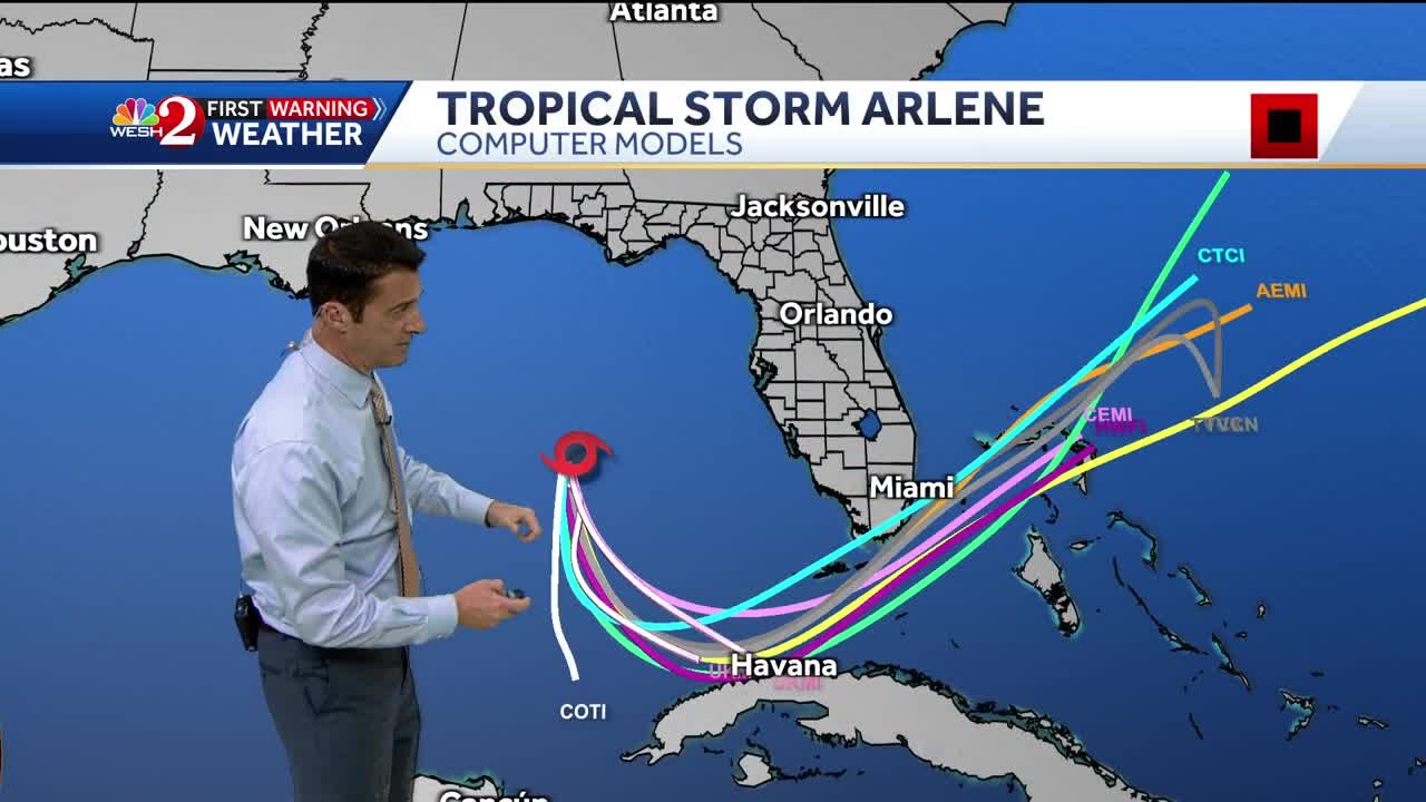 Tracking Tropical Storm Arlene - 5 p.m. Friday