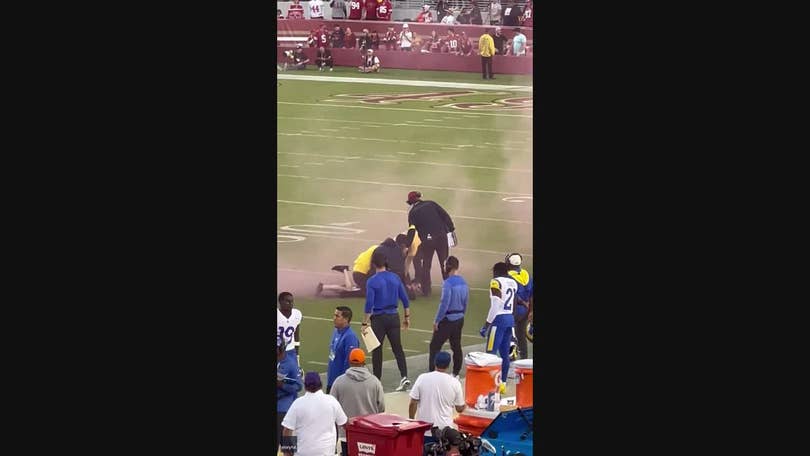 Protester trucked by Rams' Bobby Wagner on Monday Night Football