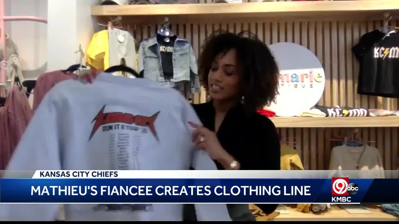 Tyrann Math ieu s fianc e creates fashion for fans ahead of Super