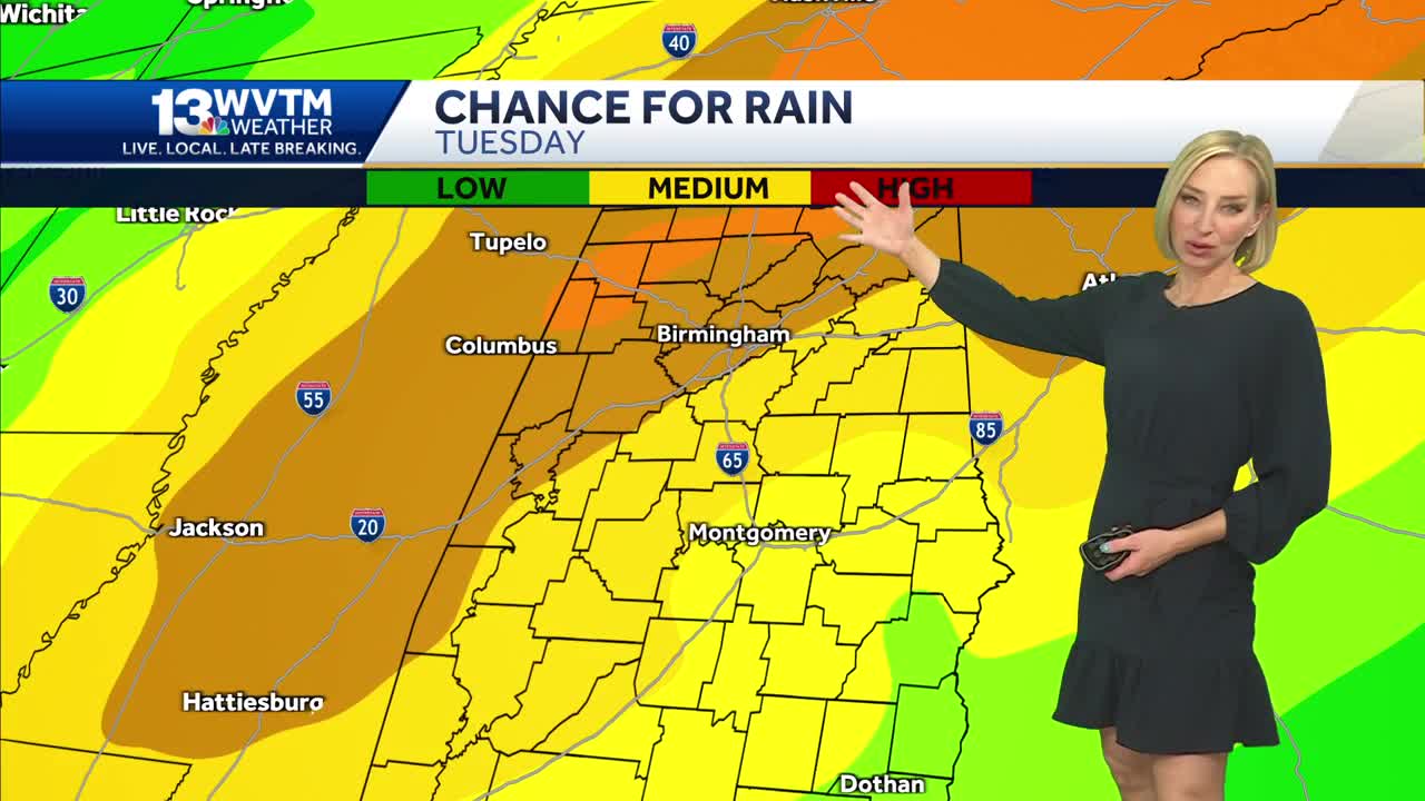 Dry and very warm for Easter weekend, strong storms arrive in Alabama next week