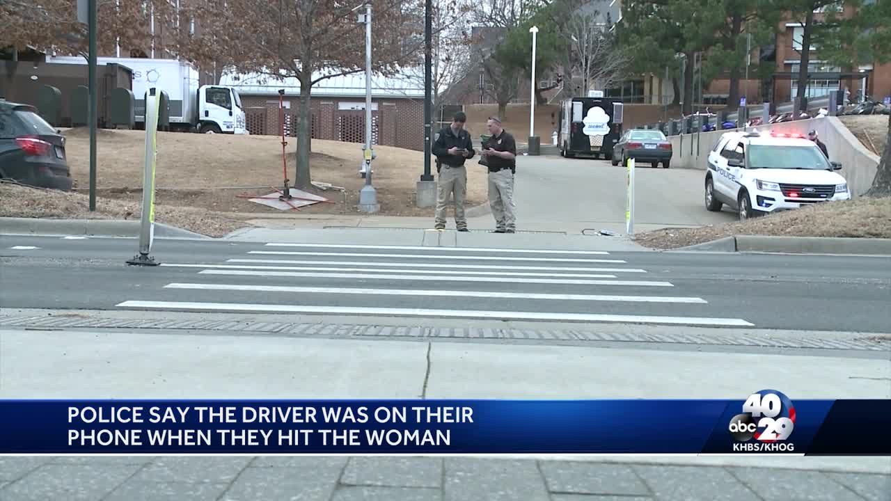 Crosswalk accident with pedestrian. Man with smartphone and