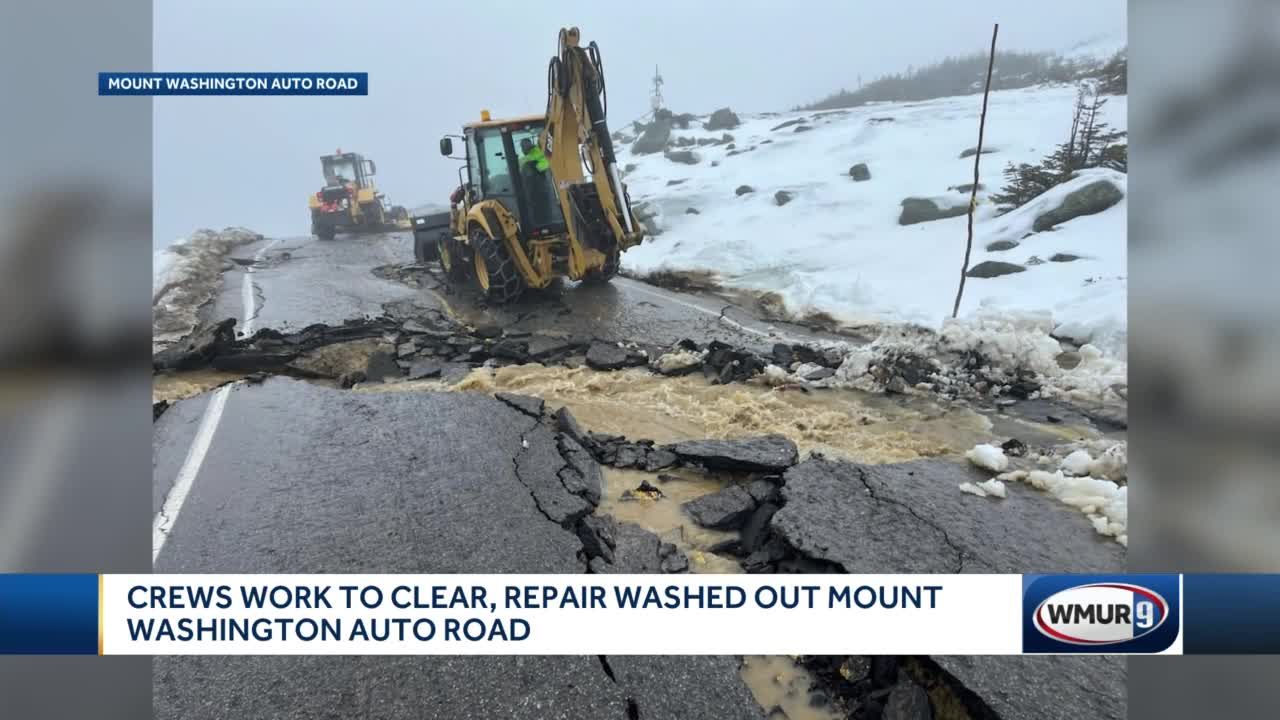 Mount Washington Auto Road damaged by rain snow