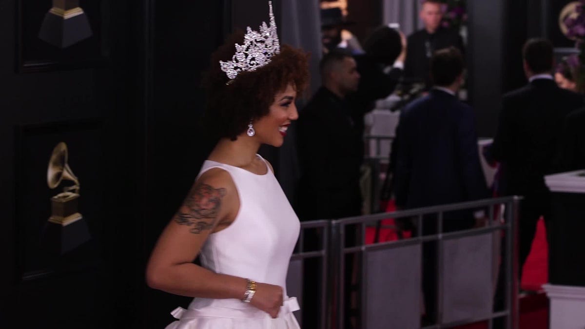 Joy Villa wears controversial pro-life gown on the Grammys red carpet