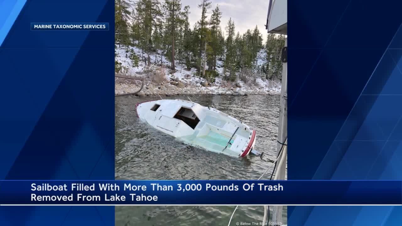Sailboat filled with 3,000 pounds of trash removed from Lake Tahoe