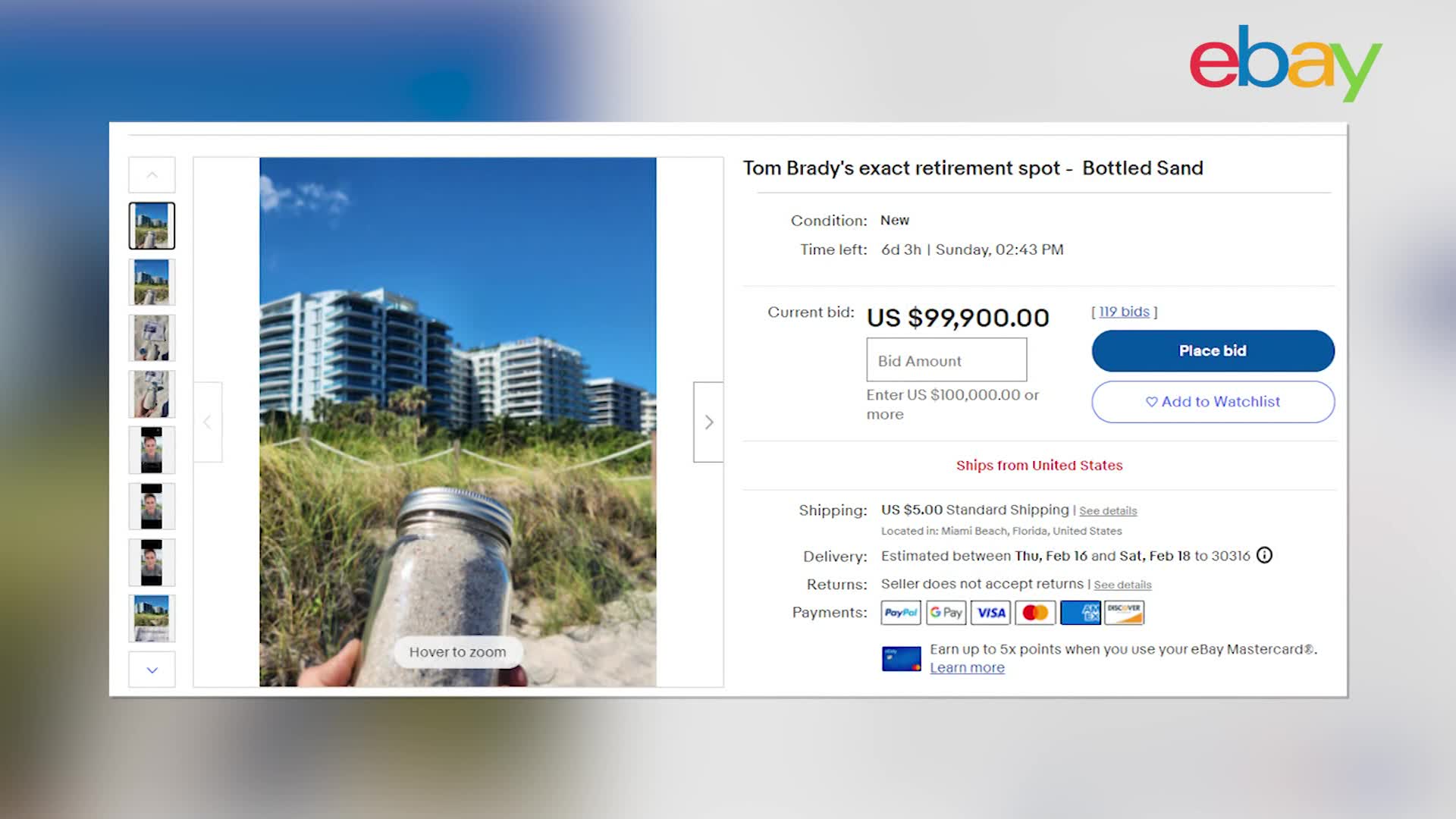 Sand from Tom Brady retirement video being auctioned on   for $100,000