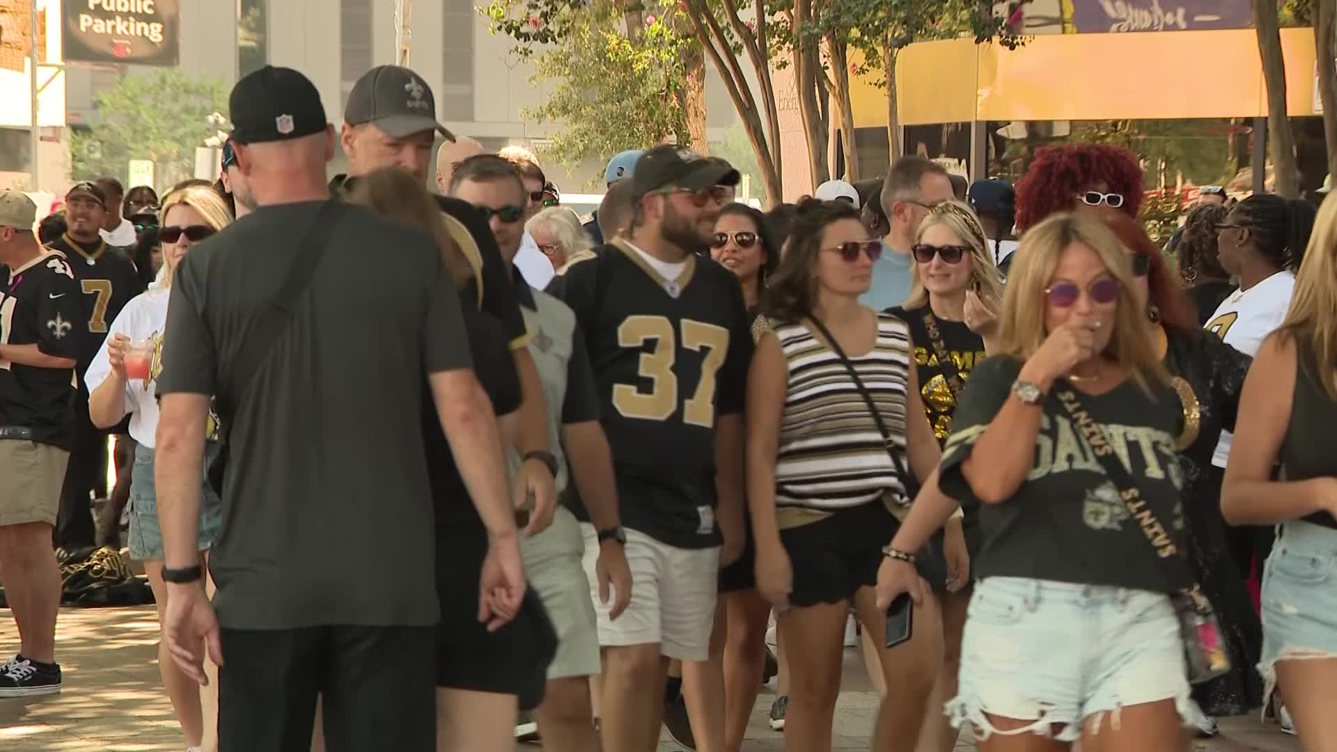 New Orleans Saints fans celebrate first game of season