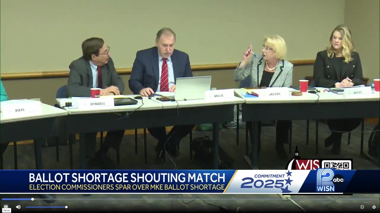 Wisconsin election meeting erupts as chair silences commissioner over ballot shortage