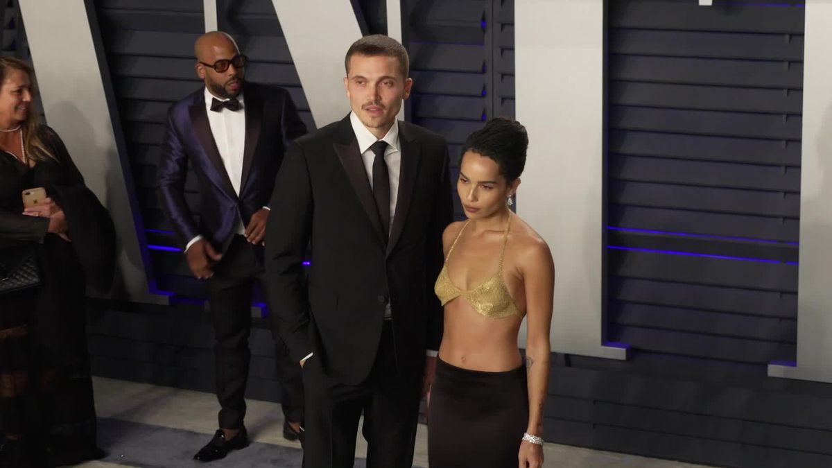 preview for Zoe Kravitz wears gold mesh bra to Oscars after-party