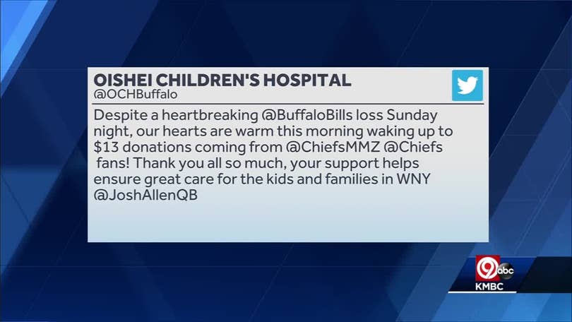 Kansas City Chiefs fans donate to Buffalo children's hospital after win  over Bills