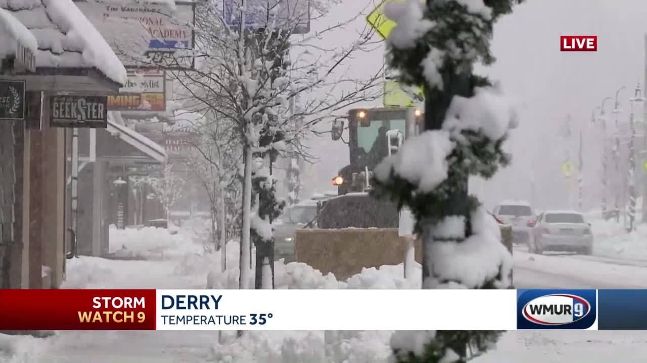 Plow drivers work to clear roads in Derry across New Hampshire