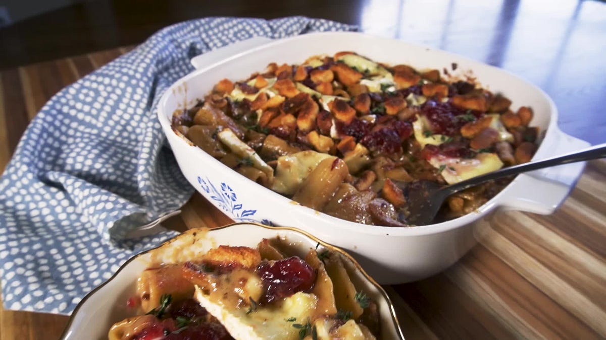 preview for Brie, Bacon and Cranberry Pasta Bake