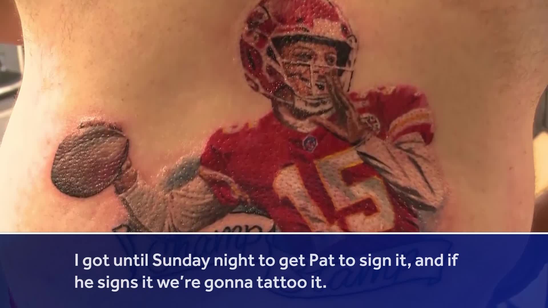 Kansas City Chiefs fan's AFC Championship Champ Stamp tattoo