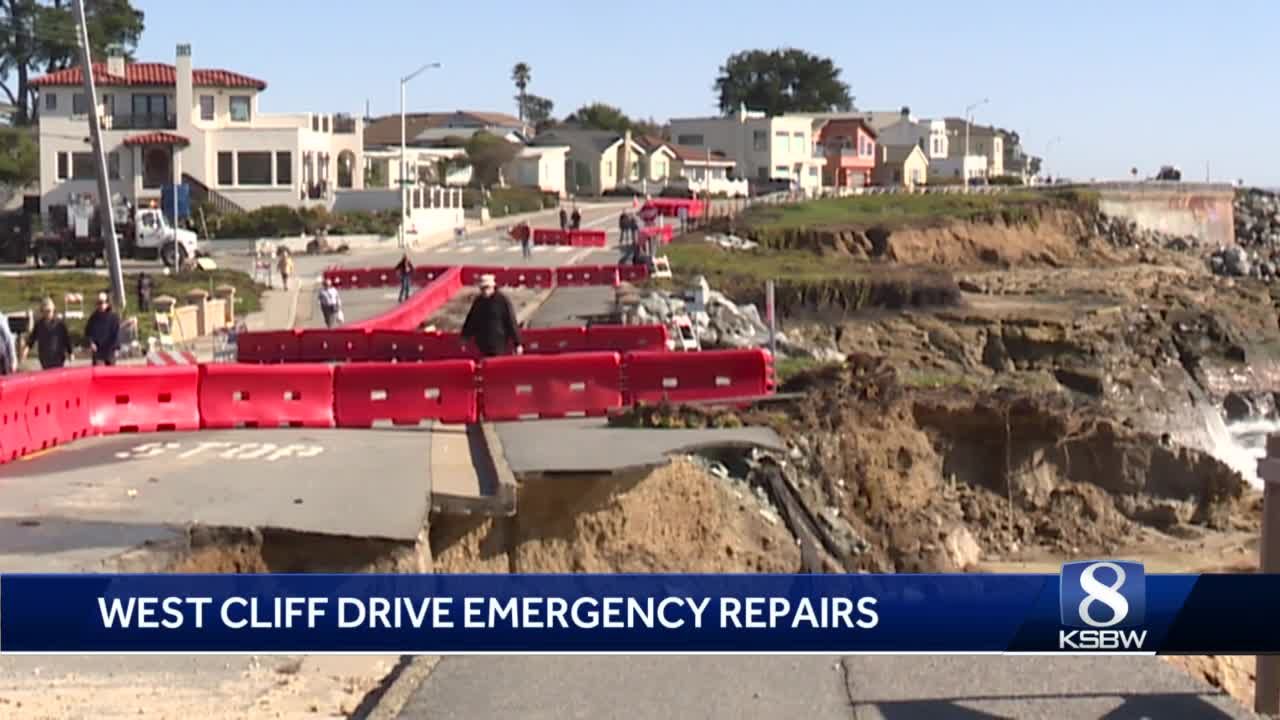 Emergency repair to storm damaged West Cliff Drive in Santa Cruz