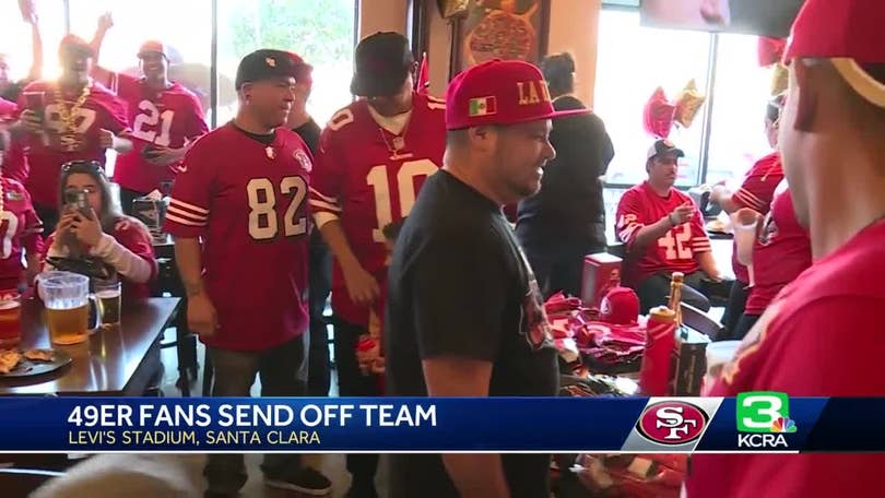 49ers fans put a Niners shirt on the Rocky statue 