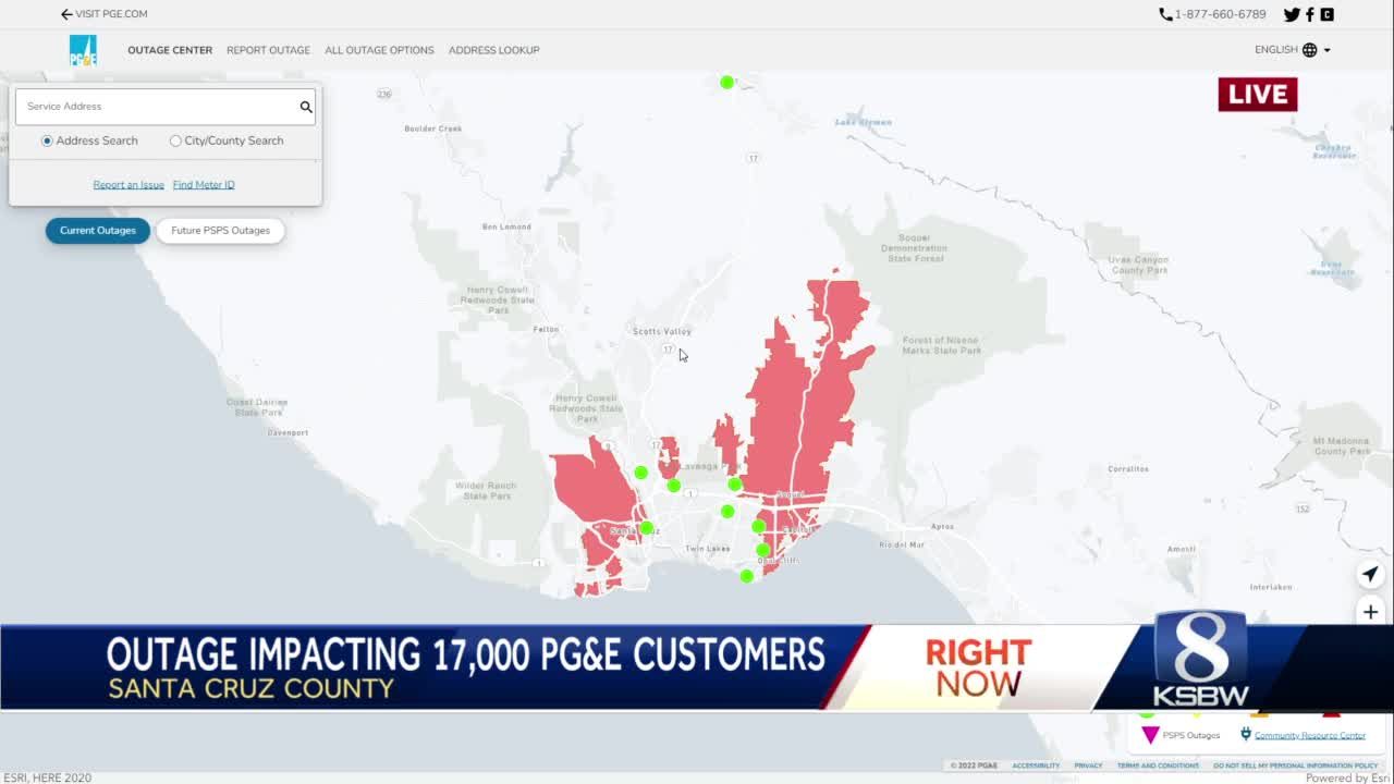 Massive power outages affecting the Santa Cruz County