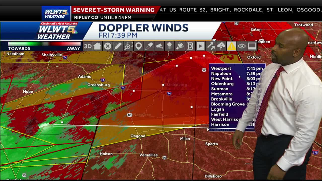 Severe thunderstorm warning issued for southeast Indiana